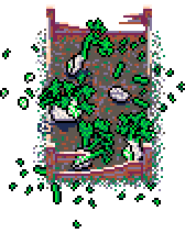 Fourth fennel patch famished by critters, just partially covered by neighbouring tree in middle forest clearing, above the 'New Gardens' info box in Autumn Garden