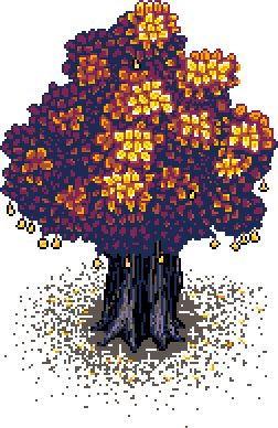 Quince tree, completing left cascade layer, to the left of the 'What is Fuml For ?' info box in Autumn Garden