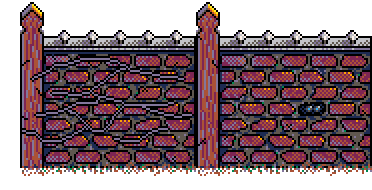 Pierre's darting eyes through missing brick in back red brick wall, forming main central barrier, above the 'Collect To Advance' info box in Autumn Garden