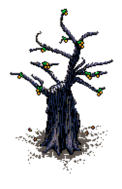 Vibrant loquat tree, bursting with bright new shoots that trace the length of each branch, to the left of the 'What is Fuml For ?' info box in Spring Garden
