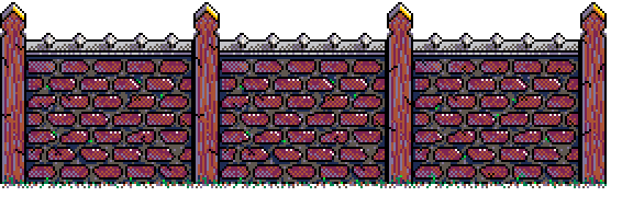 Red-brick wall extension, joined seamlessly, continuing main central barrier, above the 'Collect To Advance' info box in Spring Garden