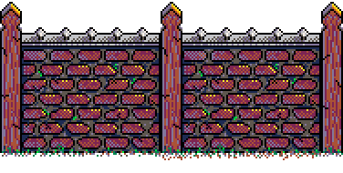 Red-brick wall extension, aligned seamlessly with main wall with eyes, above the 'Collect To Advance' info box in Summer Garden