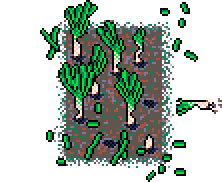 Fourth fennel patch famished by critters, just partially covered by neighbouring tree in middle forest clearing, above the 'New Gardens' info box in Winter Garden