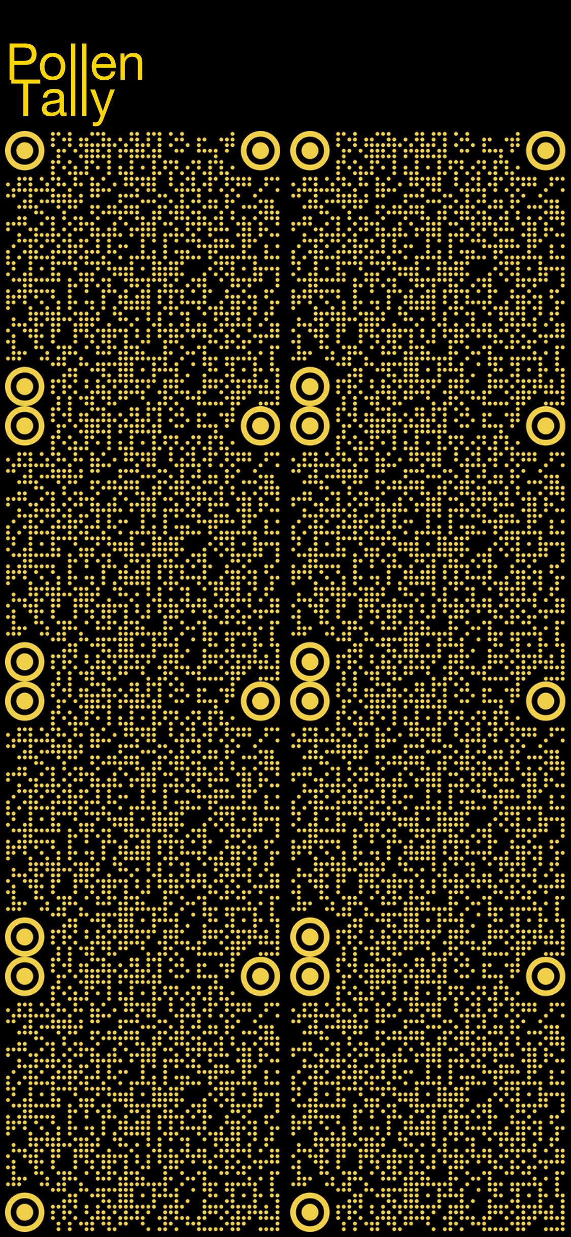 Single screen static portrait advertising featuring two columns witha cascading array of repeat QR codes that all link to the app