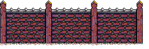 Red-brick wall extension, joined seamlessly, continuing main central barrier, above the 'Collect To Advance' info box in Autumn Garden