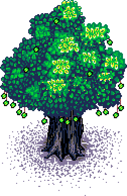 Healthy gooseberry tree with bright green foliage, growing close to a neighbouring tree and softened by summer light, to the left of the '16 Colours' info box in Summer Garden